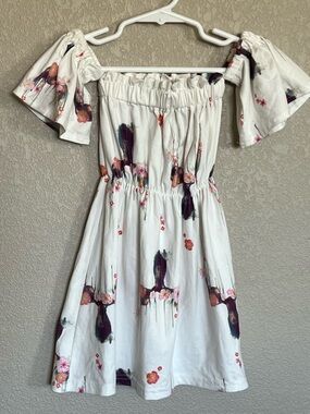 Off-Shoulder White Floral Summer Dress